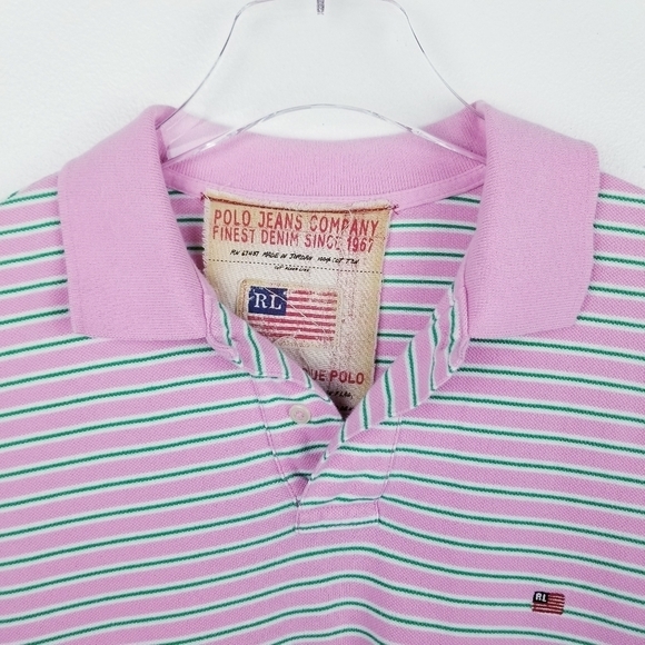 Ralph Lauren Weathered Pique Striped Polo Shirt, size Large - Picture 4 of 8